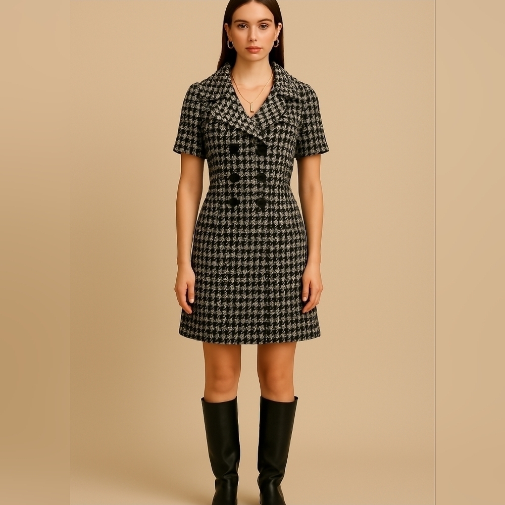 Womens Alexandra Bartlett black/white houndstooth wrap sweater classic